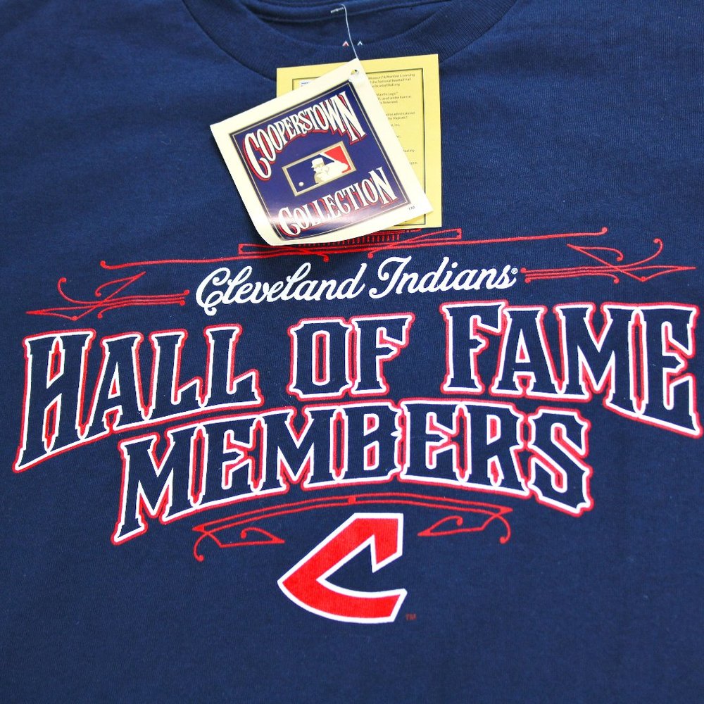 Cleveland Indians NWT Cooperstown Hall of Fame Member T-Shirt Men Large Majestic
